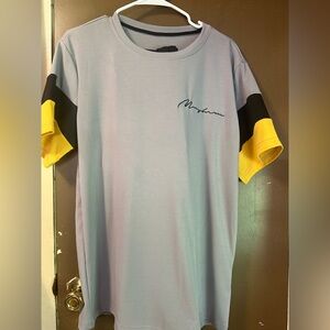 Gray black and yellow set jogger pants and shirt